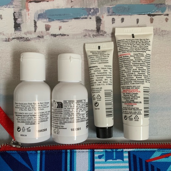 Kiehl’s Makeup Cosmetic Pouch/Bag Cleanser Toner Lip Balm Set - Picture 9 of 11